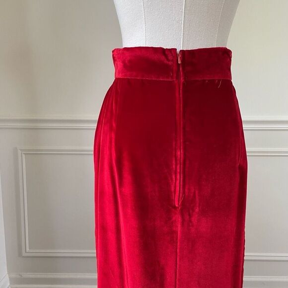 Vintage Henri Bendel Bulli e Pupe Red Velvet Midi Pencil Skirt XS - Picture 3 of 10